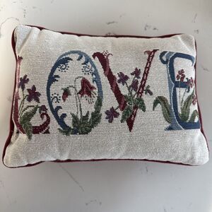 Vintage Tapestry Floral Throw ‘LOVE’ Pillow Granny Cottage Core